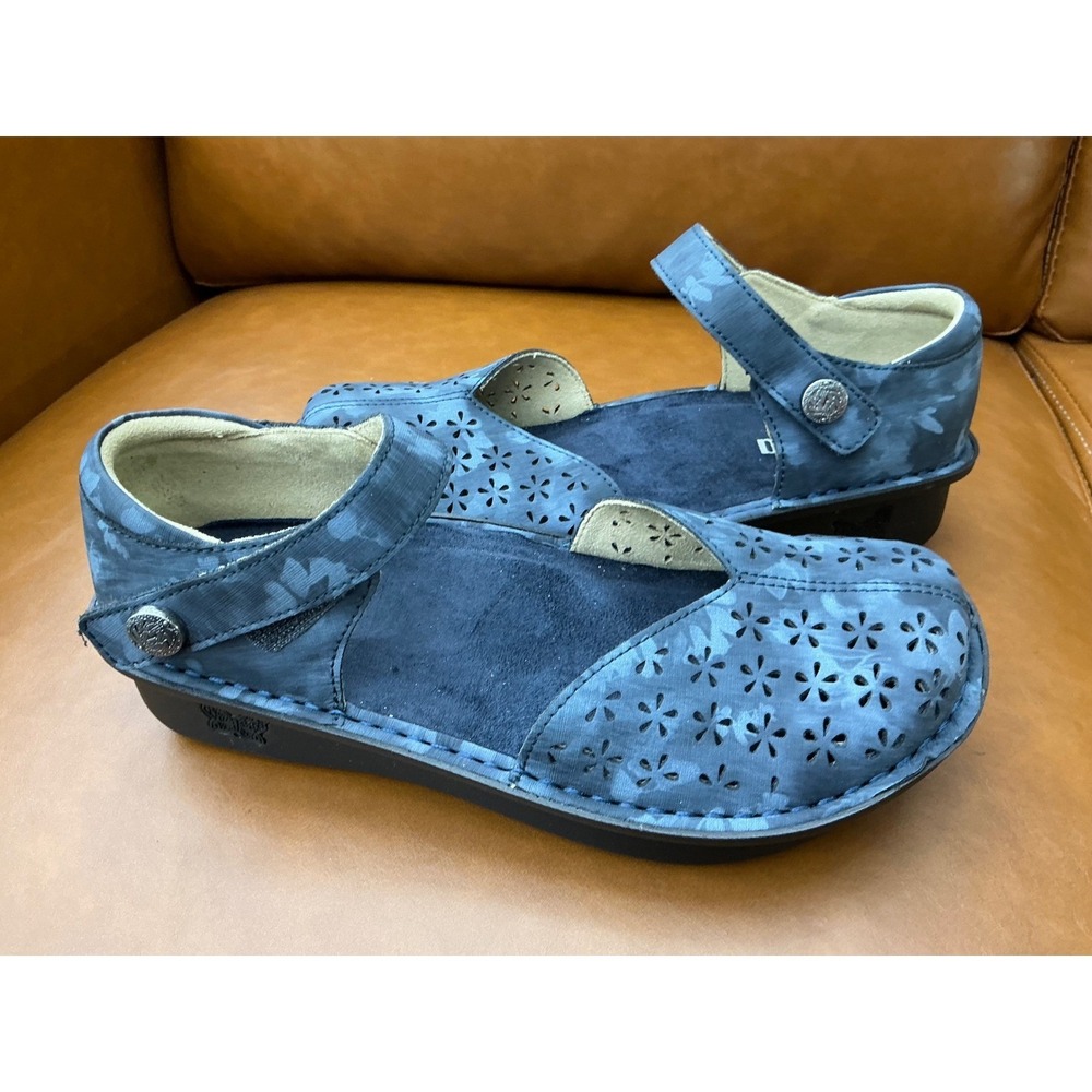 Alegria Kloudia Mary Jane Womens 36 6-6.5 Blue Floral Leather